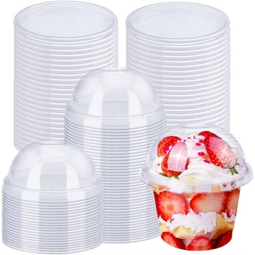 Bexikou 25 Pcs 8oz Clear Plastic Cups with Dome Lids,Food Containers Bowls,Parfait Cups, Disposable Dessert Cups,Clear Plastic Party Cups for Fruit,Ice Cream,Cupcake,Iced Cold Drinks