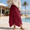 thumbnail image 2 of Arlun Womens Lace Long Skirts Elastic Asymmetrical Layered Hem Fashionable See-Through Flowy Skirts Floral Beach Holiday Maxi Skirt Red L, 2 of 4