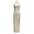 thumbnail image 2 of CAICJ98 Grande Taille Robes Femmes Sans Manches V Cou Split Soirée Longue Robe Argent L, 2 of 5