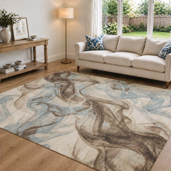 Addison Rugs Chantille Indoor/Outdoor Transitional Abstract Denim Machine Washable Rectangle Rug, 10' x 14'