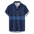 thumbnail image 4 of Telankuip Mens Hawaiian Style Print Shirts Summer Lapel Button down Short Sleeve Casual Style Shirt Loose Lightweight Breathable Beach Vacation and Daily Wear 8-Dark Blue XL, 4 of 5