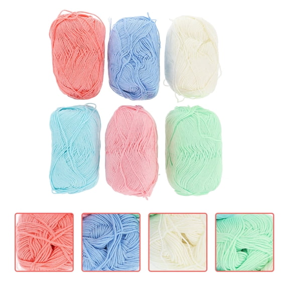 FONDOTIN Crochet Yarn Kit 6 Rolls Assorted Color for Household DIY Craft Making