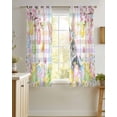 thumbnail image 4 of Easter Bunny Sheer Curtains 54 Inch Length 2 Panels Set for Living Room/Bedroom, Spring Colorful Eggs Flower Branch Plaid Kitchen Curtains Grommet Semi-Sheer Curtains Window Treatments 42"x54"x2, 4 of 7