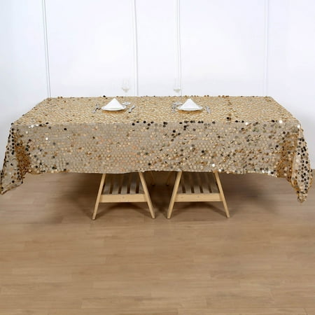 

Efavormart 60 x102 Big Payette Gold Sequin Rectangle Tablecloth