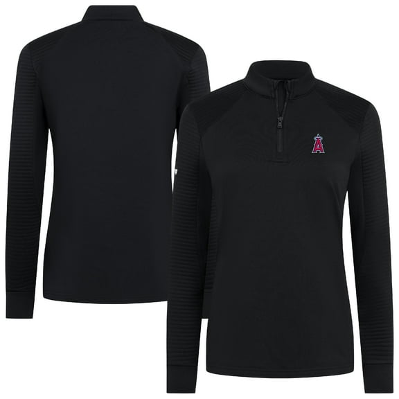 Women's Levelwear Black Los Angeles Angels Power Insignia 2.0 Quarter-Zip Pullover Top