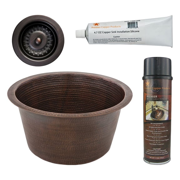 Premier Copper Products BSP5_BR17DB-D Bar Sink and Drain Package