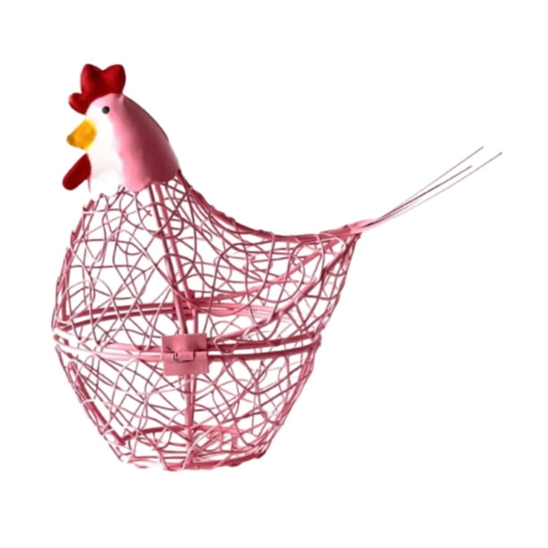 Organizador de almacenamiento de alimentos para hueveras, multiusos, rústico, compacto, para encimera, con forma de pollo rosa