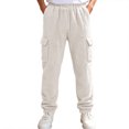 thumbnail image 2 of Xdegoge Boys Sherpa Fleece Cargo Pants Fuzzy Warm Joggers with Side Pockets Elastic Waist Winter Heavyweight Lounge Track Pants, 2 of 9