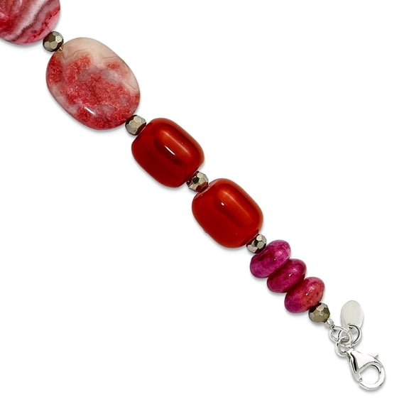 15.5mm 925 Sterling Silver Multi Stone With 1in Extension Bracelet 8 Inch Link Bracelet for Women