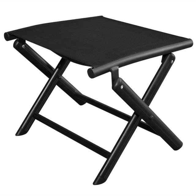 Reposapiés plegable VidaXL, tela textileno de aluminio negro