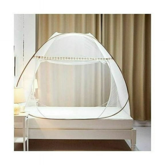Indoor Outdoor Bed Canopy, Pop-up Mosquito Net Tent with High Quality Fabric, Easy Install Storage, for Twin to Queen Size Beds (Light Coffee), Extra Large, Natural Protection