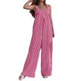 thumbnail image 2 of Pyhlmscde Womens Oversized Striped Romper Casual Loose Puff Sleeve Wide Leg Jumpsuit Overall with Pockets, Striped Romper for Women, Womens Striped Romper, Jumpsuits for Women Casual, 2 of 5