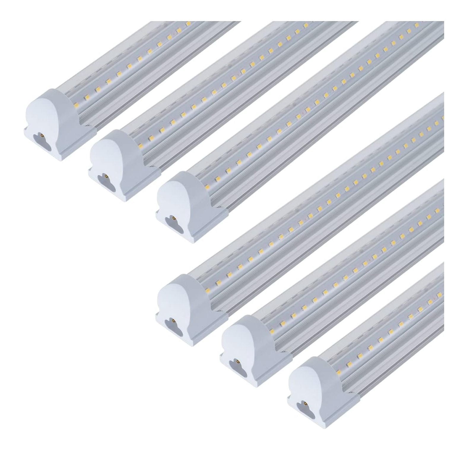 6 Pack T8 Led 5FT 48W Integrated V Shaped LED Cooler&Freezer Tube,Linkable White Daylight 6000k Garage Lights, Indoor Shop Lights for Supermarkets,Grocery Stores with On/Off Switch Cable Clear Cover
