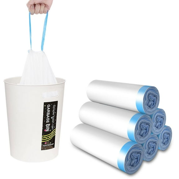 SWIHELP Small Trash Bags 4 Gallon Drawstring 90 Count Garbage Bags for Kitchen White