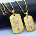 thumbnail image 6 of Uloveido 2 pcs Lesbian Pride Necklaces Set for Men and Women - Dog Tag Gold Stainless Steel Pendant Her Queen SN128, 6 of 7
