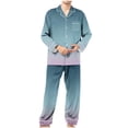 thumbnail image 1 of cllios Mens Long Sleeve Pajamas Sets Gradient Print Loungewear Ultra Soft Button Down Sleepwear 2 Pcs Pj Set with Pockets, 1 of 6