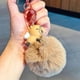 thumbnail image 4 of Mini Doll Schoolbag Pendant Keychain Large Pompoms Furry Cute Cartoon Charm For Boys Girls Vending Machine Dark Coffee, 4 of 4