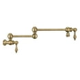 thumbnail image 2 of Whitehaus Collection WHKPFLV3-9550-NT-AB Vintage III Wall Mount Pot Filler with Lever Handles & a Swivel Aerator - Antique Brass, 2 of 4