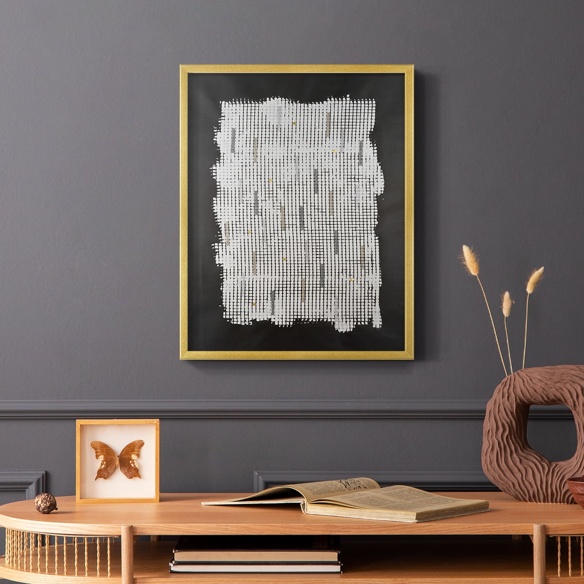 Bits & Bytes II Framed Print in Gold Solid Wood Framed Print No Nail Hanging