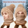 thumbnail image 3 of Winter Hats for Women Cold Weather, Women’s Thermal Knit Hood – Fleece-Lined Winter Hat, Neck Warmer & Face Cover Combo(Black*1pc), 3 of 6