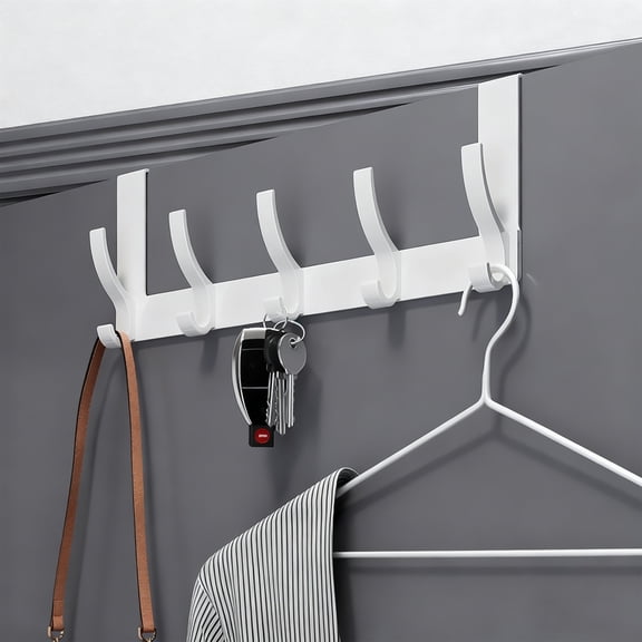 10 Hooks Over The Door Organizer, No Drill Space Saving Door Rack, Heavy Duty Coat Hanger for Towels and Clothes, Door Mounted Storage for Bathroom Bedroom Dorm Closet and Entryway Organization