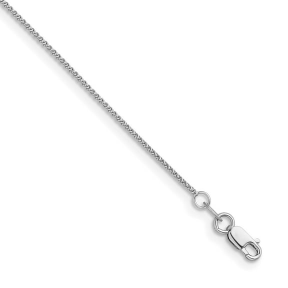 Auriga 18K White Gold Polished 1.1 mm Solid Wheat Chain Necklace for Women 16"