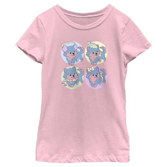 Girl's Lost Gods Cute Husky Puppies Graphic Tee Light Pink X Small