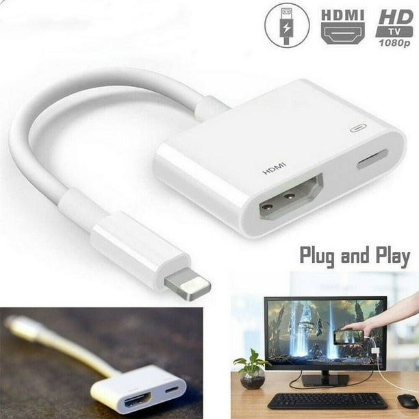 Lighting to HDMI Adapter, Compatible with iPhone to HDMI Adapter Cable, Lighting Digital AV with Lighting Charging Port for HD TV Monitor Projector 1080P for iPhone, iPad and iPod - Walmart.com