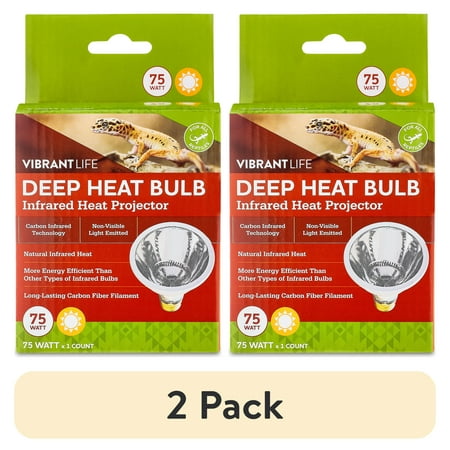 (2 pack) Vibrant Life Deep Heat Bulb for Reptile Terrarium Habitat Lighting, 75 Watts