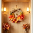 thumbnail image 4 of AYktou Fall Wreath with Artificial Maple Leaves Pumpkin & Berry, Artificial Floral Wreath for Front Door, Thanksgiving Halloween Wreath Autumn Garland Wall Farmhouse Holiday Outdoor Indoor Decor, 4 of 6
