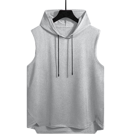 Chiccall Mens Sleeveless Hoodies Soft Comfy Cut Off Hooded Tank Top Lightweight Stretch Workout Casual Drawstring Pullover Shirts