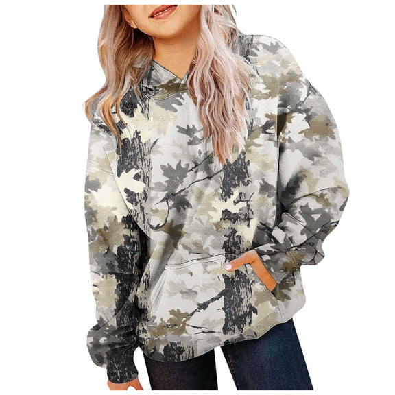 eczipvz Teen Girl Sweatshirt Girls Long Sleeve Hooded Sweatshirt Graphic Hoodie Cute Pullovers Tops Cute Sweatshirt Blanket Grey,3-4