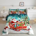 thumbnail image 2 of Manfei Cartoon Santa Claus Queen Comforter Set,Kawaii Xmas Snowman Bedding Sets,Happy New Year Bedding Comforter Set For Teens,Super Cozy Room Decor Reversible,3pcs, 2 of 8