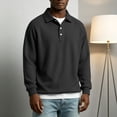 thumbnail image 7 of Knit Polo Shirts Mens Long Sleeve Casual Polo Sweaters Shirt Waffle Textured Collared Sweater Dark Gray M, 7 of 7