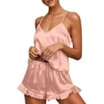thumbnail image 4 of Womens Pajamas Sets Loose Pajamas Cool Satin Cami Shorts 2 Piece Set Lightweight Nightwear Imitation Silk Pajamas for Women, 4 of 5
