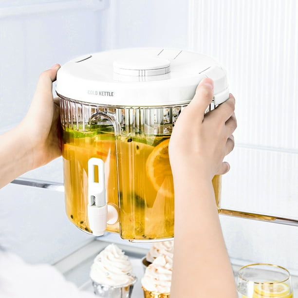 Dispensador de Bebidas de Plástico de Gran Capacidad de 4 L, con Grifo, para Hielo, Limonada, Zumo y Tapa, Tetera para Fruta, Limonada, Leche y Zumo.