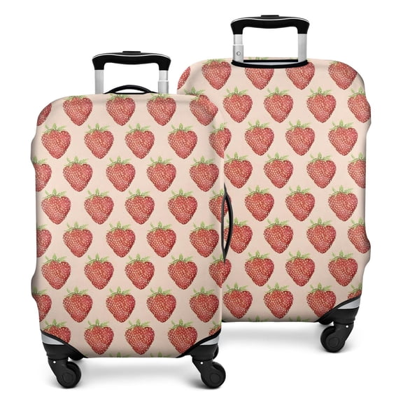 Red Strawberry Plants Fruit Beige Pattern Luggage Cover Fashion Suitcase Cover Baggage Covers Fit 25-28 Inch Luggage (Go Travel)