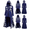 thumbnail image 2 of YUEJUIR Womens Cape Hooded Cardigans Cloak Long Solid Open Front Poncho Outwear(Navy Blue,XXXXL), 2 of 5