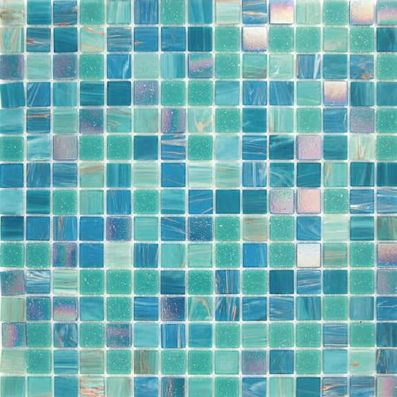 Apollo Tile Mingles 12 in. x 12 in. Glossy Blue Green Glass Mosaic Wall and Floor Tile (20 sq. ft./case) (20-pack)
