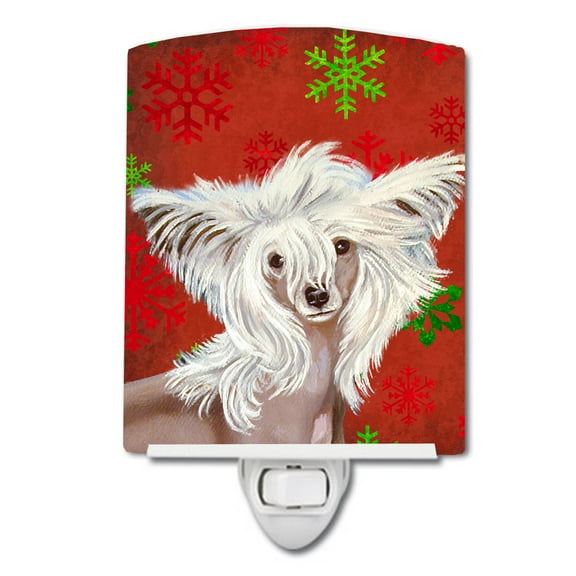 Chinese Crested Snowflakes Christmas Ceramic Night Light