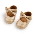 thumbnail image 2 of LYHaoo Soft Sole First Baby Sneakers For Girls With Elegant Bow Design Comfortable Lightweight Shoes For Toddler Early Walking Sizes 11 Toddler Gold(0-6 Months), 2 of 5