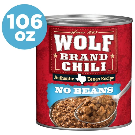 WOLF BRAND Chili No Beans, Chili Without Beans, 106 oz Can