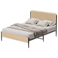 thumbnail image 4 of EDTara Bed Frame with Natural Rattan Headboard & Solid Wood Footboard - Under Bed Storage Space, Quiet Noise-Free Design, No Box Spring Needed, 4 of 7