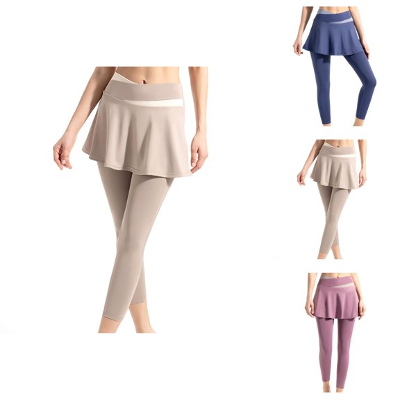 Tennis Skirt Leggings for Women High Waist 2 in 1 Skirted Pants Pickleball Clothing with Pockets Athletic Sportswear for Training