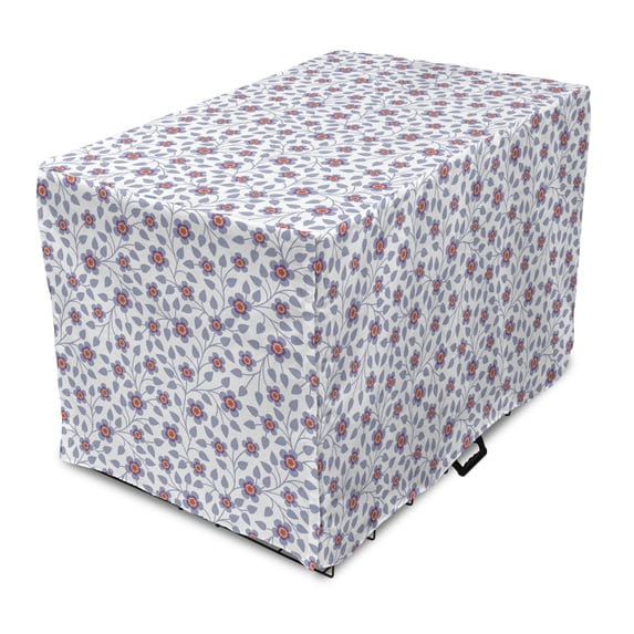 Floral Dog Crate Cover, Burgeoning Spring Flowers on a Plain Background, Easy to Use Pet Kennel Cover Small Dogs Puppies Kittens, 7 Sizes, Ceil Blue White, by Ambesonne