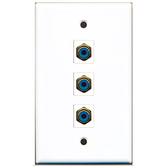 RiteAV - 3 Port RCA Blue Wall Plate