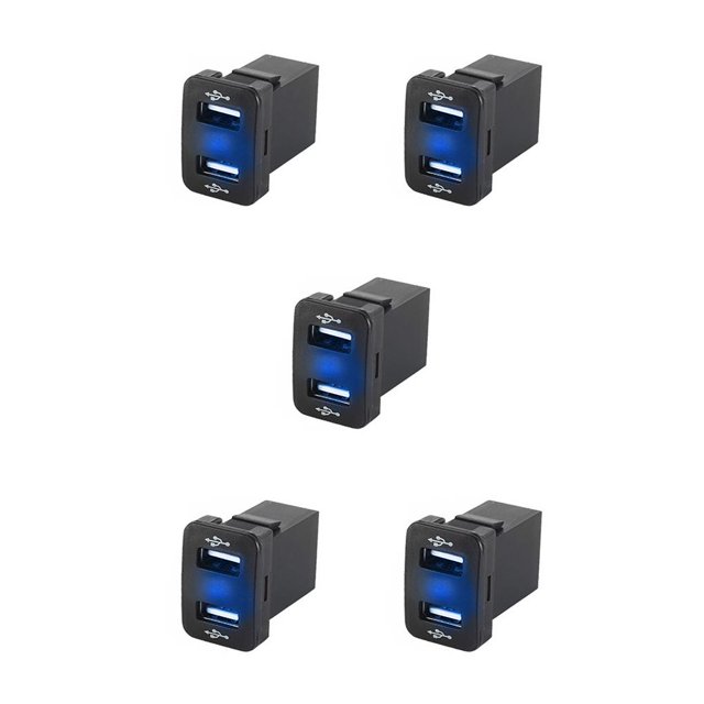 Riwesomey de coche con reemplazo de adaptador de carga de coche LED dual USB para Corolla/Prado/Reiz, rojo, FTU Azul FTU 5piezas Riwesomey CBP171826
