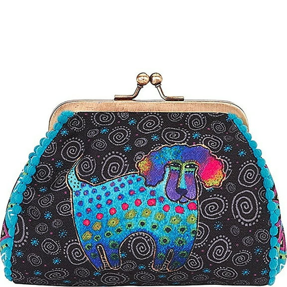 Laurel Burch Poodle Pup Dog Coin Purse (Black/Blue)
