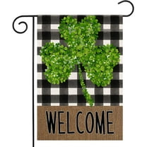 St Patricks Day Garden Flag - St. Patrick's Day 12x18 Double Sided Yard Flag Saint Patricks Decor Buffalo Plaid March Irish Shamrock Mini Farmhouse Burlap Small Garden Flag