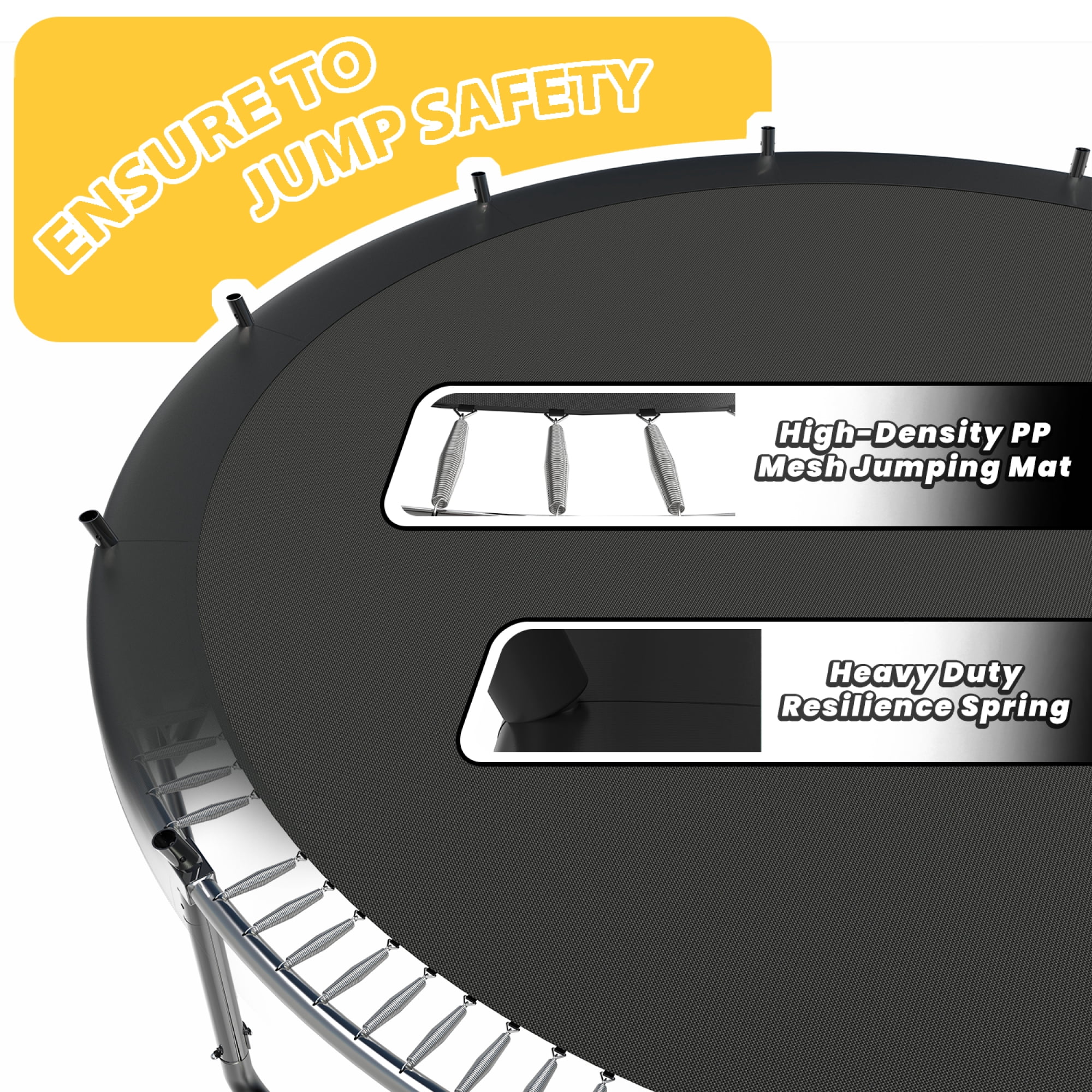 16FT Trampoline for Kids and Adults,Outdoor Pumpkin Trampolines with Curved Poles,Heavy Duty Trampoline with Ladder and Basketball Hoop,Black